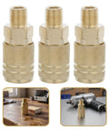 Heavy Duty Quarter Inch NPT Quick Connect Coupler Set For Air Compressors 12 Piece Industrial Pneumatic Fittings Kit With Cast Steel Self Sealing Joints Smooth Gas Flow Male End Pro Grade Spray, 3 brass couplers