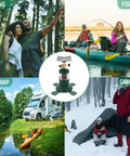 Lightweight Propane Camping Stove With Adjustable Burner 10000 BTU Portable Single Burner Cooker USB Lighter Perfect For Backpacking And Outdoor Cooking Fuel Not Included Durable Camp Gas Stove For Hiking with outdoor activity scenes.