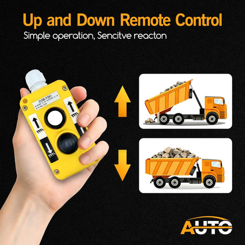 Hand holding Waterproof Industrial 2 Button Electric Hoist Crane Pushbutton Switches with box holder for up down control