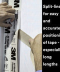 Applying All Weather Flashing Tape 6 Inch By 75 Foot Roll With Adhesive Backed Split Liner Waterproof Seal to wall opening