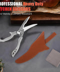 Heavy Duty Stainless Steel Kitchen Scissors Spring Loaded Poultry Shears For Bone And Meat Tenderizing Ultra Sharp Multipurpose Utility Scissors For Chicken Fish Turkey And Vegetables Boss Level Home Cook Or Chef Favorite, with cover