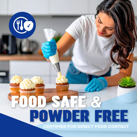 Heavy Duty Synthetic Vinyl Exam Gloves Thick Nitrile Blend Disposable Medical Grade Large 1000 Count user piping frosting on cupcakes.