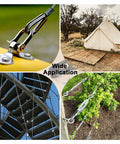 Collage showing applications of Pro Grade Wire Rope Crimper Tool Kit with steel cable cutter in various settings