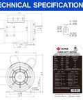 Straight Up Heavy Duty 1.5 HP Farm Duty Electric Motor Runs Smooth At 1725 RPM with technical specifications diagram.