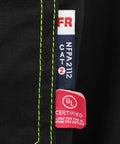 Heavy Duty Flame Resistant Work Shirt For Men Features Slick Brushed Cotton Cut With Snap Down Collar And Stain Repellent Finish Built Tough For Daily Job Site Hustle tags and labels
