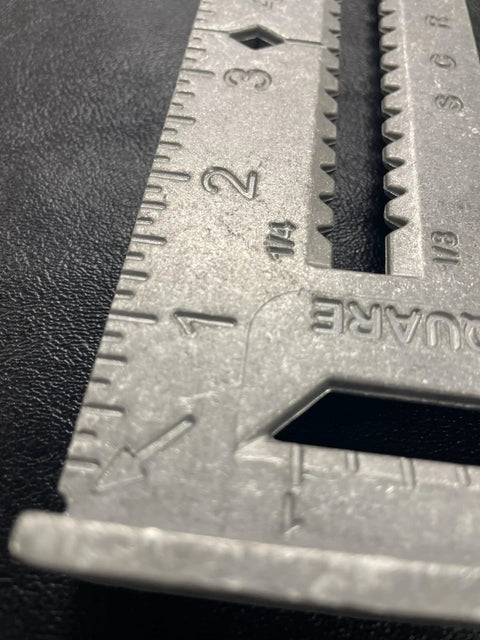 Pro Grade Big 12 Speed Square Layout Tool With Blue Book For Deck Framing And Stairway Building Heavy Gauge Aluminum Matte Finish With One Quarter Inch And One Half Inch Notches And Plain Gradations