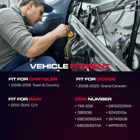 Mechanic installing Front Driver Side Power Window Regulator With Motor 6 Pins For 2008-2016 Town And Country