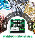 Ultra Precise Milligram Scale 0.001g With 50g Capacity For Jewelry Gold Powders And Coins displayed with various uses in background