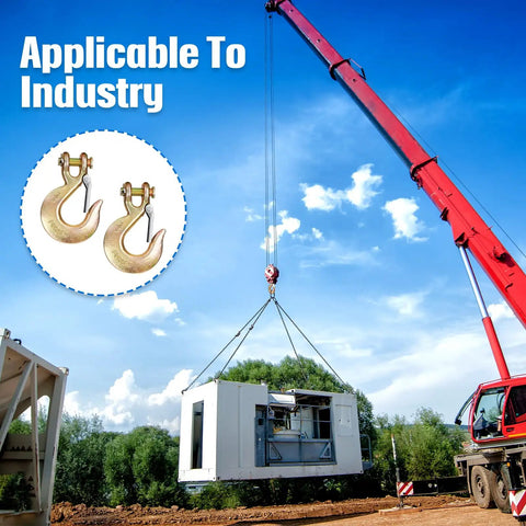 Two Pack 3/8 Inch Clevis Slip Hooks With Safety Latch Heavy Duty Drop Forged G70 Steel Grab Tools lifting industrial equipment.