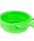 Heavy Duty 4 Gallon Oil Drain Pan With Pour Spout And No Splash Lip, stackable green polyethylene pan with ergonomic handles