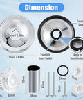Dimensions of Tub And Shower Trim Kit For Moen Posi-Temp Single Handle Valves with gaskets, screws, and knob handle.