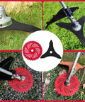 Heavy Duty Carbide Tipped Brush Cutter Blades Set For 9 Inch 36 Teeth And 10 Inch 3 Teeth Weed Eater Blades in use on grass and gravel