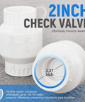 2 Inch PVC Check Valve With Solvent Connections For Backflow Prevention Schedule 40 Stainless Steel Spring Loaded Valve For Cold Water Lines