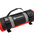 Go-To Motorcycle Tool Kit With Roll Pouch for Roadside Repairs, rolled up black and red pouch with handle