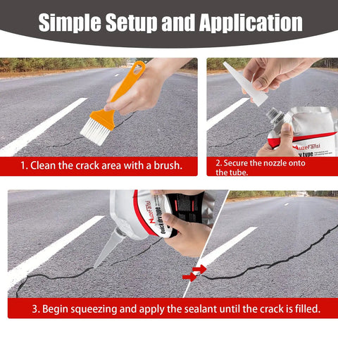 Self Leveling Asphalt Crack Filler And Concrete Crack Sealant For Driveways Patios Walls And Garage Floors Quick Dry Waterproof Bond 2 Pack Easy Patch For Long Lasting Durability application steps.
