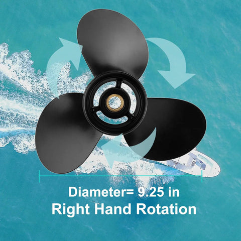 OEM Upgrade 9.25 Inch Boat Propeller With 9 10 11 Pitch 14 Spline 3 Blades Right Rotation Aluminum For Tohatsu Outboards 9.9 12 15 18 20 HP And MFS NSM Motors Fits Two And A Half Inch Gearcase