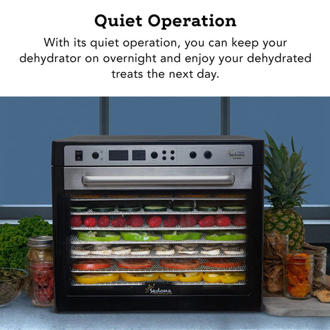 Premium Heavy Duty Digital Food Dehydrator Featuring Stainless Steel Rack Trays And Whisper Quiet Airflow System For Rapid Jerky Fruit Vegetable Nut Drying Hella Smooth Kitchen Essential That Truly Slaps with fruits drying inside.
