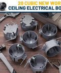 6 Pack Round Ceiling Electrical Boxes For DIY Pros, 20 Cu In PVC Junction Boxes With Grounding Lug And Screws, Great For Light Fixtures And Ceiling Fans, Ideal For New Work Installations, Gray. 20 cu in gray PVC round ceiling electrical boxes with screws