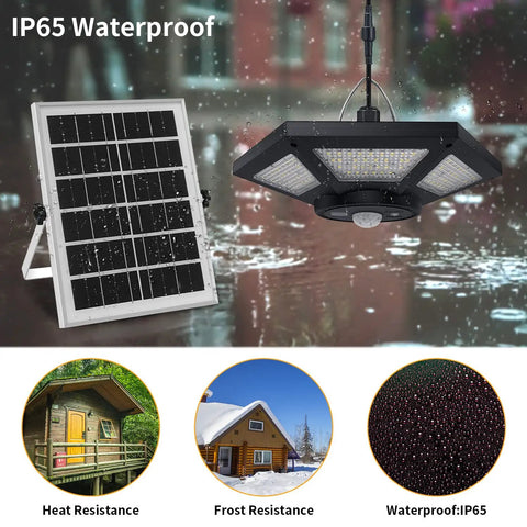 IP65 waterproof 180 LED Dual Head Solar Shed Light Indoor Outdoor With Motion Sensor 5 Lighting Modes and 3 Timers Remote