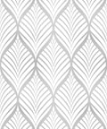 Silver Gray Peel And Stick Wallpaper For Cabinets And Bathrooms No Mess DIY Ready Modern Boho Leaf Design pattern close-up