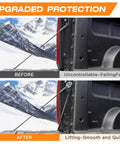 Ford F150 Tailgate Assist Shock Kit with Slow Down Damper installation before and after on truck bed