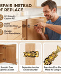 Man using 6x14mm Expansion Screw Set for Cabinet and Door Hinges Quick Hole Repair Kit With Expansion Anchors on cabinet.