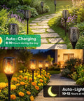 43 Inch Tall Solar Torch Lights With Realistic Flickering Flames 96 LED Outdoor Yard Patio Christmas Decor 4 Pack IP65