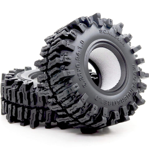 1.0 Crawler Tires 58mm Tall 1.0 Inch Mud Slingers Soft Sticky Compound for RC 1/24 SCX24 And 1/18 TRX4M Upgrades, side view