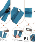 Close-up of 48 Piece Zipper Repair Kit With Metal Sliders And Pulls For Jackets Backpacks Tents And Luggage Easy Zipper Fix