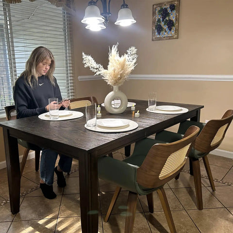 Room featuring Set Of 2 Swivel Dining Chairs With Curved Arms, Ergonomic Cane Back, Bentwood Frame, Ideal For Kitchen in Walnut Beige