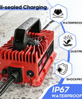 18 Amp 36 Volt Golf Cart Battery Charger For EZGO TXT D Style Plug showing waterproof, dustproof, shockproof features