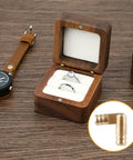 Open wooden jewelry box with hidden brass barrel hinges, showcasing 40 Pcs Mini Brass Barrel Hinges For Wooden Boxes, 270° rotation.