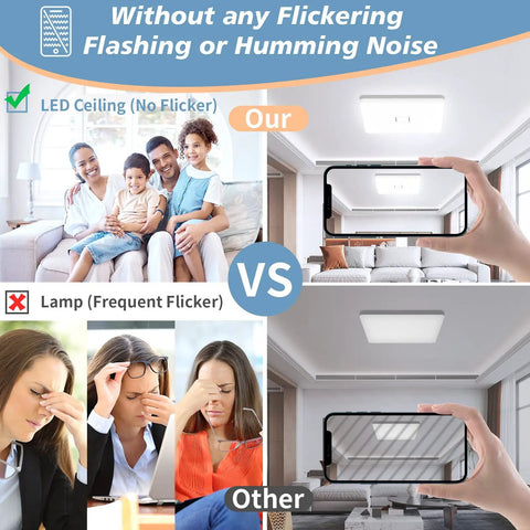Comparison of LED Flush Mount Ceiling Light vs lamp; Two Pack Square LED Flush Mount Ceiling Light 24W 2050LM 5000K Daylight Ceiling Fixture IP44 Waterproof For Bedroom Kitchen Hallway Balcony Living Room Easy Install