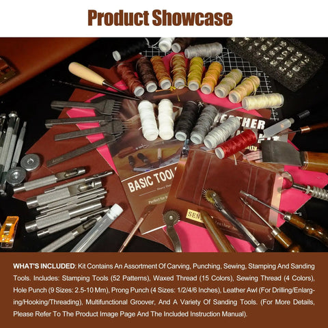 All In One Leather Working Tool Set 588Pcs Pro Gear For Beginners With Carving, Cutting, Punching, Sewing, Stamping Tools