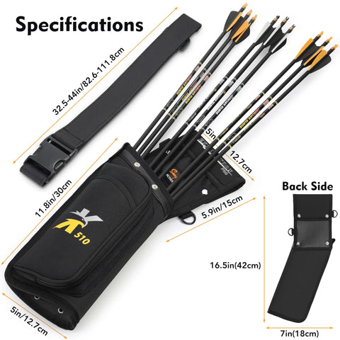 Field And Competition Hip Arrow Quiver With 3 Slot System Holds 12 Plus Arrows Noise Free Design Rear Facing QuickDraw Tilt 15 Degree