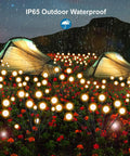 Bright Solar Outdoor Garden Spotlights Eight Head LED Landscape Lights illuminating a garden at night, IP65 Waterproof