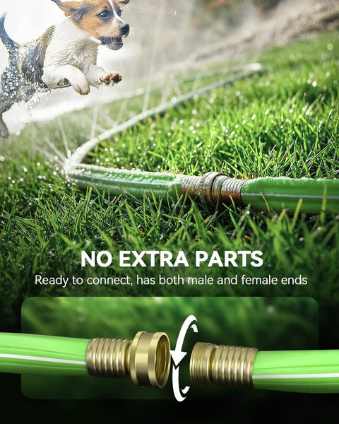 Flat Soaker Hose With Stakes 50Ft Watering Made Easy For Garden And Lawn Yard Irrigation Three Channel Micro Holes Deliver Uniform Water And Prevent Overwatering Lightweight Low Maintenance Sprinkler System on grass lawn