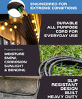 2 Pack 50 Foot Outdoor Extension Cord With 3 Outlets Weatherproof 16 3 SJTW Heavy Duty Power Cable for lawn and garden use
