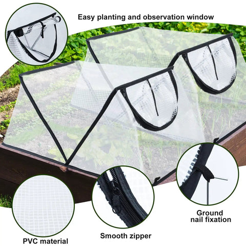 Foldable Garden Row Cover For Raised Beds With Zipper Door Waterproof Mini Greenhouse Plant Protector To Beat The Critters Keeping Animals Out Of Vegetables Fruits And Flowers 31X13X14 Inches Pack Of 2