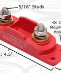 250 Amp Mega AMG Fuse Holder Kit With Four Mounting Holes, Five Sixteenth Inch Studs, Includes 250 Amp Fuse And Cable Boot Covers