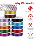 24 Gauge Jewelry Wire Set For Beading, Tarnish Resistant Craft Wire 0.5mm In 12 Dope Colors, Colored Iron Beading Thread For Wrapping, DIY Supplies Kit With 20M Per Roll, 12 Rolls, Total 240M, 12 color spools
