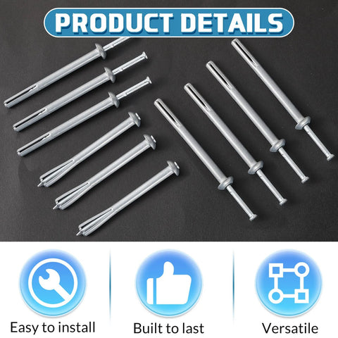 100 Pack One Quarter Inch By Three Inch Drive Nails For Anchor Hammer In Expansion Anchors Rustproof Zinc Plated Concrete Nails displayed