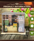 LED Coffee Shop Mini Model Kit for DIY Dollhouse Enthusiasts, miniature cafe with accessories, size and age info