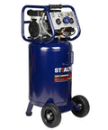 Heavy Duty 20 Gallon Ultra Quiet Air Compressor 1.8 HP Oil Free Pump Peak 150 PSI 5.5 CFM At 40 PSI with blue steel drum.