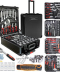 799Pcs Aluminum Trolley Case Tool Set With Belt And Gloves, 187 Polishing Tools, DIY Ready Household Hand Tools, Home Repair Kit, Black Case