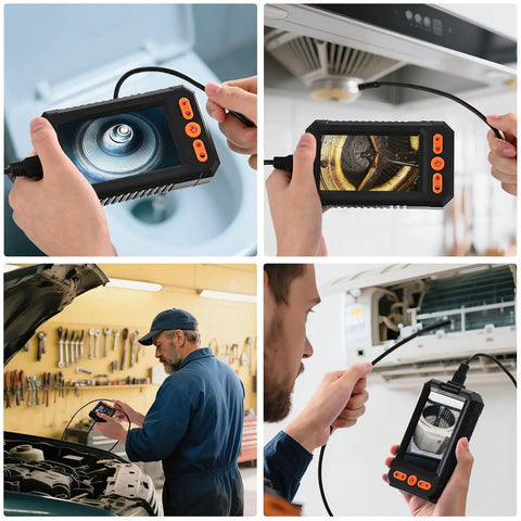 Dope Borescope Camera With Light 16.4 Ft Semi Rigid Probe IP67 Waterproof HD Endoscope in use for various inspections