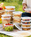 Picnic with 60 Count Deli Containers With Lids For Grab And Go Meals, 32 Oz 16 Oz 8 Oz Sets, BPA Free Plastic Storage