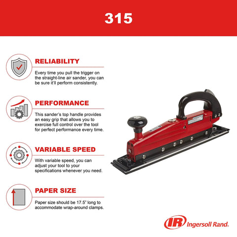 Straight Line Air Sander With 2.75 Inch Pad And 17.5 Inch Pad Length, 3000 SPM Twin Piston Power for fast, smooth sanding