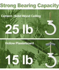 Top Notch Ceiling Hooks For Hanging Plants And Storage Gear Featuring Tough As Nails Steel Swag Hooks With Rock Solid Grip for 25 lb and 15 lb support.