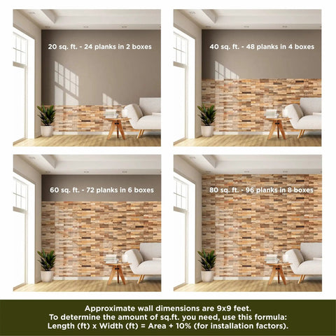Weathered Siberian Pine Wall Panels Kit With 12 Reclaimed Shiplap Boards for Rustic Home Decor, installation examples
